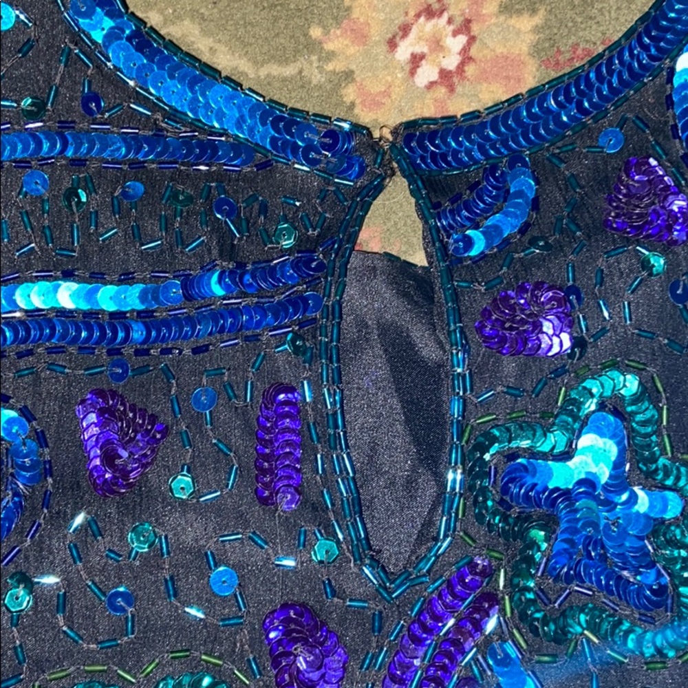 Laurence Kazar 80s Sequin Beaded Top - Picture 3 of 6